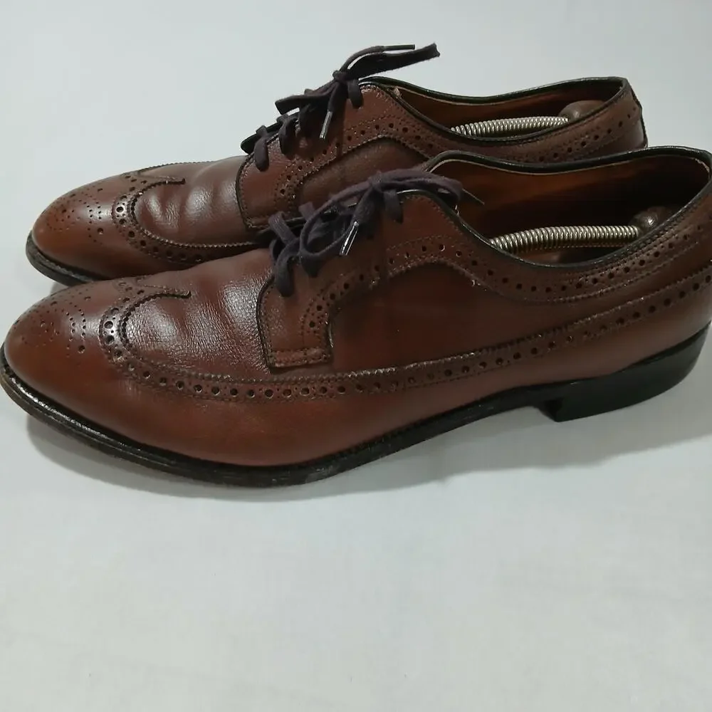 Alden Mens 13 AA/B Brown Leather Longwing Blucher Wingtip Oxford Dress Shoes US